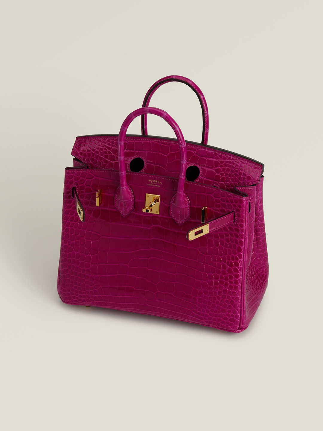 Hermes Birkin 25CM Handmade Bag In Anemone Crocodile Niloticus Shiny Skin